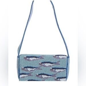Blue Beaded Sardines Design Shoulder Bag. Good condition. NO BEADS MISSING. NWT.